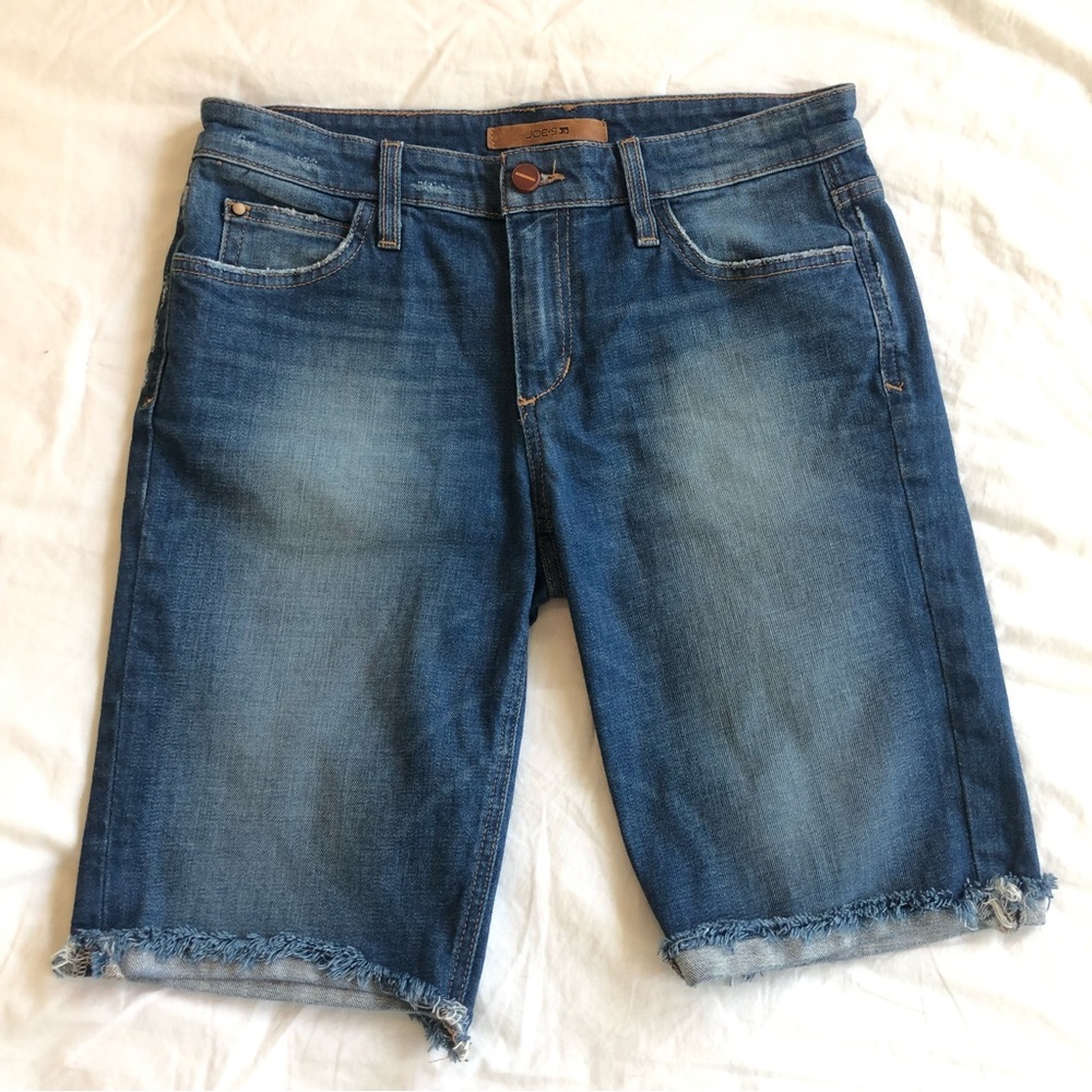 Joes Jeans Modest Bermuda Jean Shorts Raw Hem Mid Rise Sz 29 10.5 Inseam